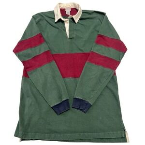 Vintage Cornerstone Men's XL Rugby Long Sleeve Shirt Green Maroon White 90's